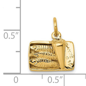 14k Yellow Gold Sardines in Can 3D Pendant Charm
