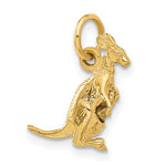Afbeelding in Gallery-weergave laden, 14k Yellow Gold Kangaroo with Baby Joey 3D Pendant Charm
