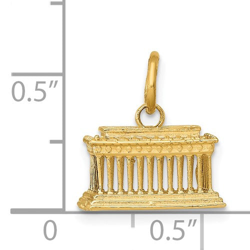 14k Yellow Gold Lincoln Memorial Washington DC 3D Pendant Charm