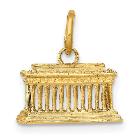 14k Yellow Gold Lincoln Memorial Washington DC 3D Pendant Charm
