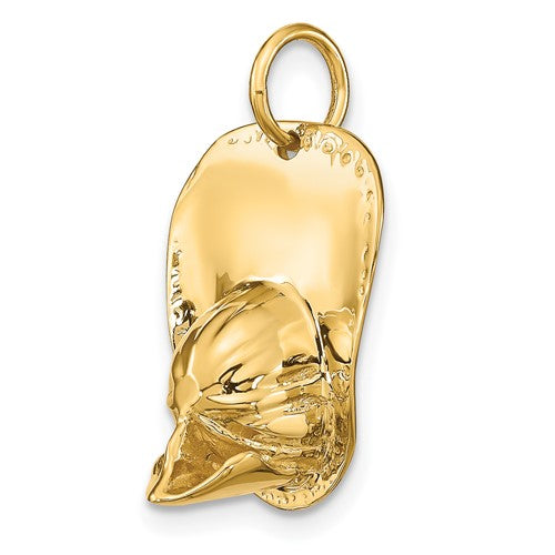 14k Yellow Gold Firefighter Fireman Firewoman Fire Helmet 3D Large Pendant Charm