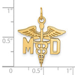 Załaduj obraz do przeglądarki galerii, 14k Yellow Gold MD Medical Caduceus Doctor Symbol Pendant Charm
