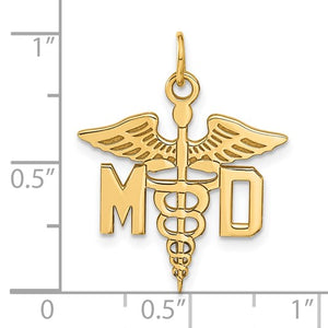 14k Yellow Gold MD Medical Caduceus Doctor Symbol Pendant Charm
