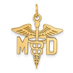 이미지를 갤러리 뷰어에 로드 , 14k Yellow Gold MD Medical Caduceus Doctor Symbol Pendant Charm
