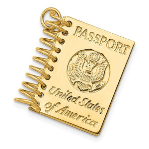 14k Yellow Gold United States of America USA Passport 3D Opens Pendant Charm