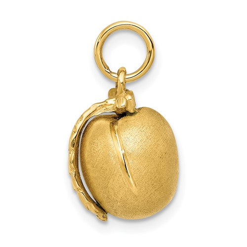 14k Yellow Gold Peach Fruit 3D Pendant Charm