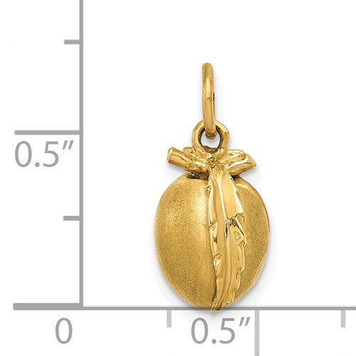 14k Yellow Gold Peach Fruit 3D Pendant Charm
