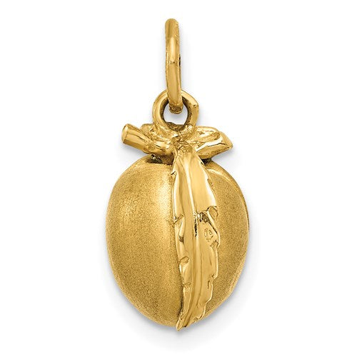 14k Yellow Gold Peach Fruit 3D Pendant Charm