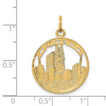 Load image into Gallery viewer, 14k Yellow Gold Chicago Illinois Skyline Round Pendant Charm
