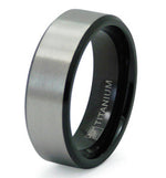 Load image into Gallery viewer, Titanium Wedding Ring Band Black Brushed Satin Engraved Personalized
