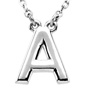 14k Yellow Rose White Gold Block A Uppercase Letter Initial Alphabet Necklace