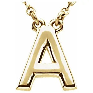 14k Yellow Rose White Gold Block A Uppercase Letter Initial Alphabet Necklace