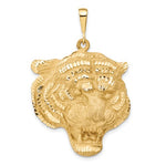 이미지를 갤러리 뷰어에 로드 , 14K Yellow Gold Tiger Head Diamond Cut Large Pendant Charm
