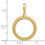 Load image into Gallery viewer, 14K Yellow Gold for 17.8mm Coins or US $2.50 Liberty or US $2.50 Indian or Barber Dime or Mercury Dime Coin Holder Prong Bezel Pendant
