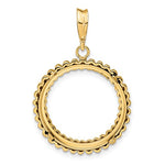 Load image into Gallery viewer, 14K Yellow Gold for 18mm Coins or US Dime or 1/10 oz Panda or 1/10 oz Cat Coin Holder Prong Bezel Fluted Edge Pendant Charm
