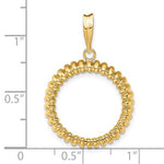 Load image into Gallery viewer, 14K Yellow Gold for 18mm Coins or US Dime or 1/10 oz Panda or 1/10 oz Cat Coin Holder Prong Bezel Fluted Edge Pendant Charm
