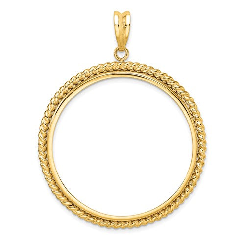 14k yellow gold holds 38.1mm coins us morgan us peace statue of liberty silver dollar twisted fancy prong bezel coin holder pendant