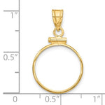 Carica l&#39;immagine nel visualizzatore di Gallery, 14K Yellow Gold Holds 15.5mm Coins or Mexican 2.5 Pesos Screw Top Coin Holder Bezel Pendant
