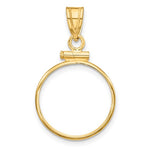 Afbeelding in Gallery-weergave laden, 14K Yellow Gold Holds 15.5mm Coins or Mexican 2.5 Pesos Screw Top Coin Holder Bezel Pendant

