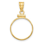 Load image into Gallery viewer, 14K Yellow Gold Holds 16mm Coins or 1/10 oz Maple Leaf 1/10 oz Philharmonic 1/10 oz Australian Nugget 1/10 oz Kangaroo Screw Top Coin Holder Bezel Pendant
