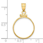 Charger l&#39;image dans la galerie, 14K Yellow Gold Holds 17.8mm Coins or US $2.50 Liberty or US $2.50 Indian or Barber Dime or Mercury Dime Coin Screw Top Coin Holder Bezel Pendant
