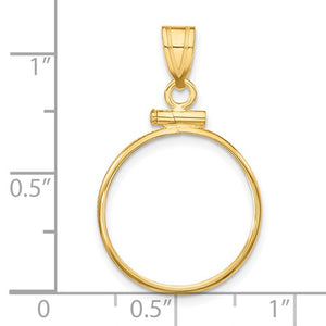 14K Yellow Gold Holds 17.8mm Coins or US $2.50 Liberty or US $2.50 Indian or Barber Dime or Mercury Dime Coin Screw Top Coin Holder Bezel Pendant