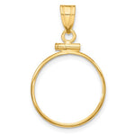 Załaduj obraz do przeglądarki galerii, 14K Yellow Gold Holds 17.8mm Coins or US $2.50 Liberty or US $2.50 Indian or Barber Dime or Mercury Dime Coin Screw Top Coin Holder Bezel Pendant
