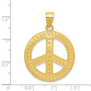 14k Yellow Gold Peace Sign Symbol Pendant Charm