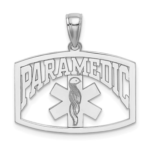 14k White Gold Paramedic Pendant Charm