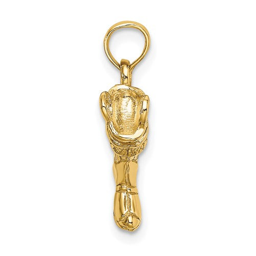 14k Yellow Gold Firefighter Boot 3D Pendant Charm