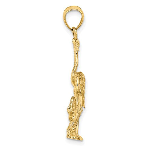 14k Yellow Gold Double Flamingo 3D Pendant Charm