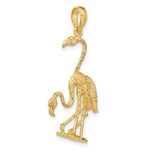14k Yellow Gold Double Flamingo 3D Pendant Charm
