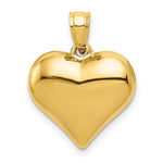 Cargar imagen en el visor de la galería, 14k Yellow Gold Puffed Heart 3D Pendant Charm
