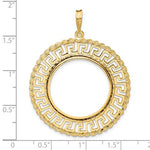 Cargar imagen en el visor de la galería, 14k Yellow Gold Holds 24.5mm Coin Prong Bezel Greek Key Rope Design Pendant Charm
