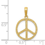 Lataa kuva Galleria-katseluun, 14k Yellow Gold Peace Sign Symbol Textured Pendant Charm
