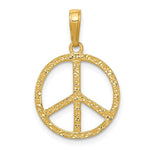 Load image into Gallery viewer, 14k Yellow Gold Peace Sign Symbol Textured Pendant Charm
