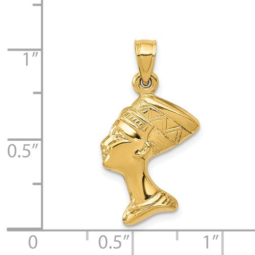 10k Yellow Gold Egyptian Nefertiti 3D Pendant Charm