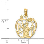 Charger l&#39;image dans la galerie, 14K Yellow Gold New York NY Statue of Liberty Big Apple Pendant Charm
