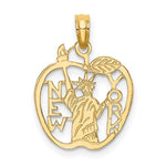 Indlæs billede til gallerivisning 14K Yellow Gold New York NY Statue of Liberty Big Apple Pendant Charm
