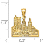 Load image into Gallery viewer, 14k Yellow Gold New York City Buildings Skyline Taxi Pendant Charm
