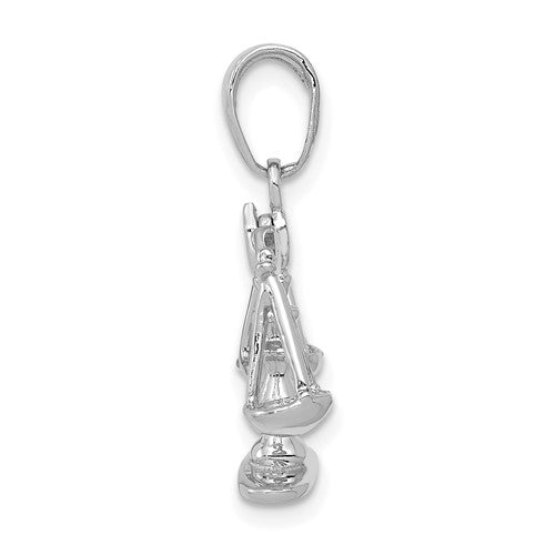14k White Gold Scales of Justice 3D Moveable Pendant Charm