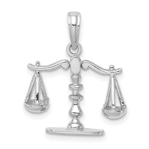 14k White Gold Scales of Justice 3D Moveable Pendant Charm