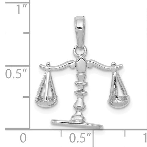 14k White Gold Scales of Justice 3D Moveable Pendant Charm