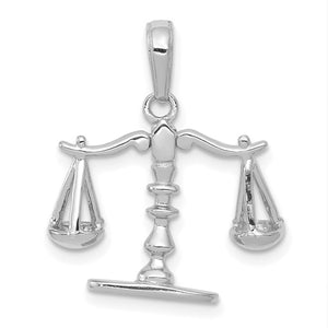 14k White Gold Scales of Justice 3D Moveable Pendant Charm