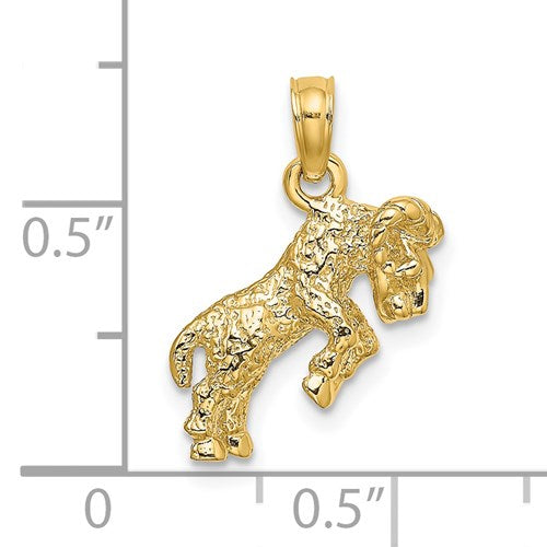 14k Yellow Gold Aries Zodiac Horoscope 3D Pendant Charm