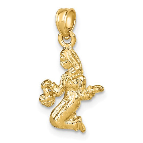 14k Yellow Gold Virgo Zodiac Horoscope 3D Pendant Charm