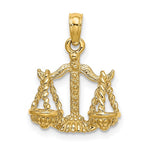 Załaduj obraz do przeglądarki galerii, 14k Yellow Gold Libra Zodiac Horoscope 3D Pendant Charm

