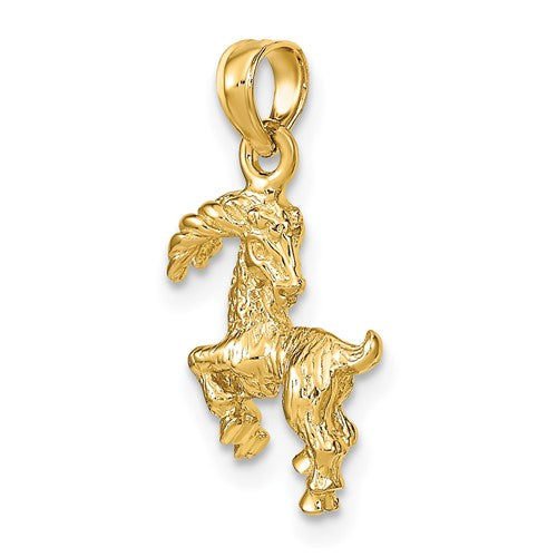 14k Yellow Gold Capricorn Zodiac Horoscope 3D Pendant Charm