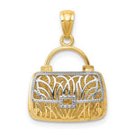 Carica l&#39;immagine nel visualizzatore di Gallery, 14K Yellow Gold and Rhodium Purse Handbag Mom 3D Pendant Charm
