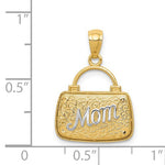 Lataa kuva Galleria-katseluun, 14K Yellow Gold and Rhodium Purse Handbag Mom 3D Pendant Charm
